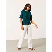 FatFace Pure Cotton Embroidered T-Shirt Teal