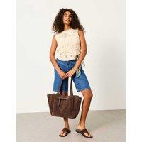 FatFace Pure Cotton Palm Crew Neck Knitted Top Natural