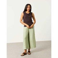 FatFace Linen Rich Cowl Neck Top Chocolate