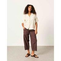 FatFace Linen Rich Broderie Collared Shirt Ivory