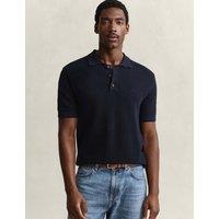 GANT Pure Cotton Textured Polo Shirt Blue