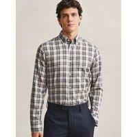 GANT Cotton Blend Twill Check Shirt Sand