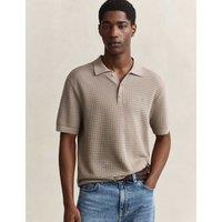GANT Pure Cotton Textured Polo Shirt Taupe