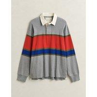 GANT Pure Cotton Colour Block Striped Rugby Shirt Grey