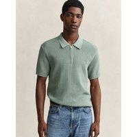 GANT Pure Cotton Ribbed Knitted Polo Shirt Green