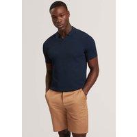 Ted Baker Zig Zag Stitch Knitted Polo Shirt Navy