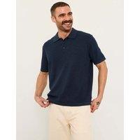 FatFace Pure Cotton Knitted Polo Shirt Navy