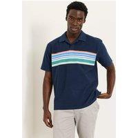 FatFace Pure Cotton Striped Polo Shirt Navy Mix