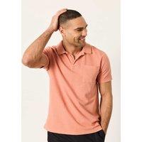 FatFace Cotton Rich Textured Polo Shirt Coral