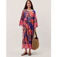 Monsoon Floral Scoop Neck Maxi Kaftan Blue Mix