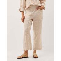 Monsoon Pure Linen Straight Leg Trousers Natural