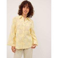 Monsoon Cotton Blend Jacquard Shirt Yellow Mix