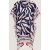 Monsoon Pure Cotton Mini Cover Up Kaftan Blue Mix