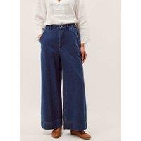 Monsoon Elasticated Mid Rise Wide Leg Jeans Blue