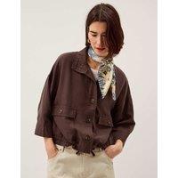 Monsoon Lyocell Rich Lightweight Utility Jacket Chocolate