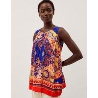 Monsoon Printed Keyhole Vest Top Cobalt