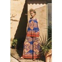 Monsoon Printed Keyhole Vest Top Cobalt