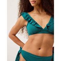 Monsoon Ruffle V-Neck Bikini Top Teal