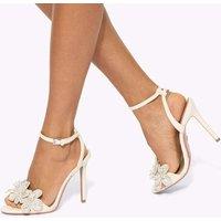 Kurt Geiger Floral Embellished Stiletto Heel Sandals Light Cream