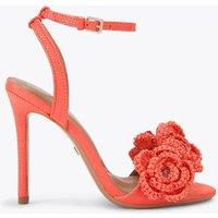 Kurt Geiger Floral Embroidered Stiletto Heel Sandals Orange