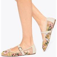 Kurt Geiger Floral Flat Mesh Ballet Flats Cream Mix