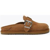 Kurt Geiger Suede Buckle Clogs Camel