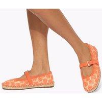 Kurt Geiger Floral Woven Flat Mary Jane Ballet Pumps Orange Mix