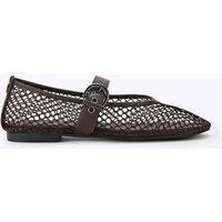Kurt Geiger Woven Mesh Detail Flat Ballet Pumps Chocolate