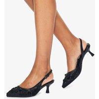 Kurt Geiger Floral Mesh Slingback Kitten Heels Black