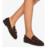 Kurt Geiger Suede Flat Loafers Chocolate