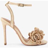 Kurt Geiger Floral Embroidered Stiletto Heel Sandals Beige