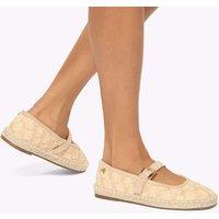 Kurt Geiger Floral Woven Flat Mary Jane Ballet Pumps White Mix