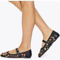 Kurt Geiger Floral Flat Mesh Ballet Flats Black Mix