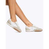 Kurt Geiger Suede Lace Up Floral Trainers White Mix