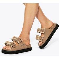 Kurt Geiger Suede Flat Sliders Camel