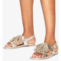 Kurt Geiger Leather Metallic Ankle Strap Flat Sandals Gold
