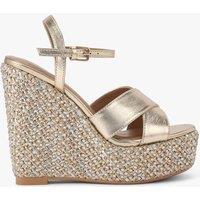Kurt Geiger Buckle Wedge Sandals Gold