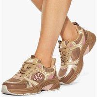 Kurt Geiger Lace Up Mesh Detail Trainers Beige Mix