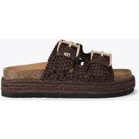 Kurt Geiger Woven Buckle Flatform Sandals Chocolate