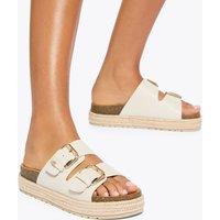 Kurt Geiger Buckle Flatform Sandals Light Cream
