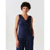 Ghost Satin Cowl Neck Vest Top Navy