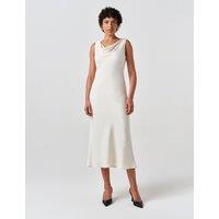 Ghost Satin Cowl Neck Midi Column Dress Ivory