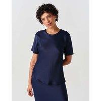 Ghost Satin Short Sleeve Top Navy