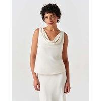 Ghost Satin Cowl Neck Vest Top Ivory