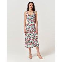Ghost Crepe Floral Scoop Neck Midi Slip Dress Pink Mix