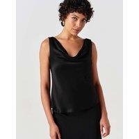 Ghost Satin Cowl Neck Vest Top Black