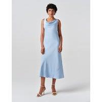 Ghost Satin Cowl Neck Midi Column Dress Light Blue