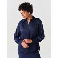 Ghost Satin Collared Blouse Navy