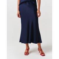 Ghost Satin Midi Slip Skirt Navy