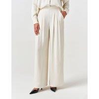 Ghost Satin Pleated Wide Leg Trousers Ivory